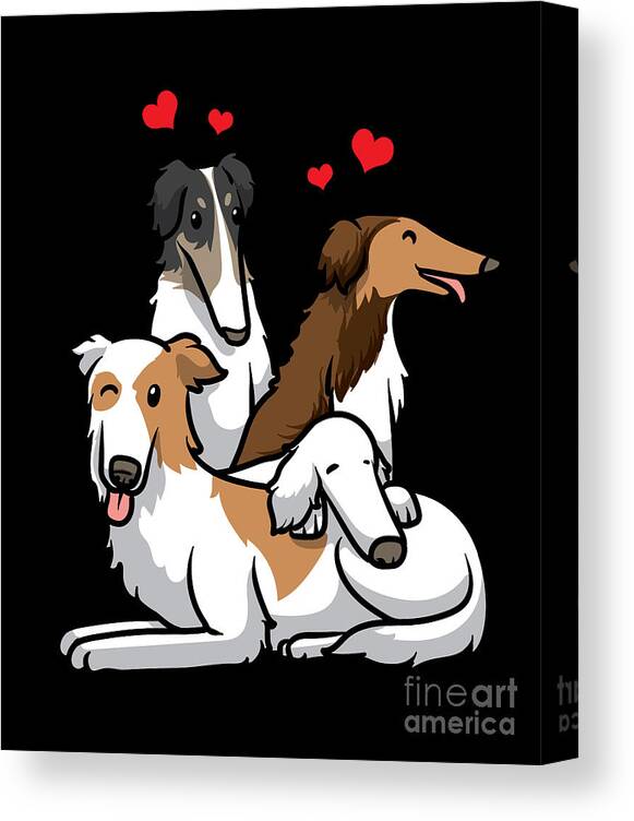 Borzoi Dog Canvas Print featuring the digital art Borzoi Dog Russian Hunting Sighthound by Joyce W
