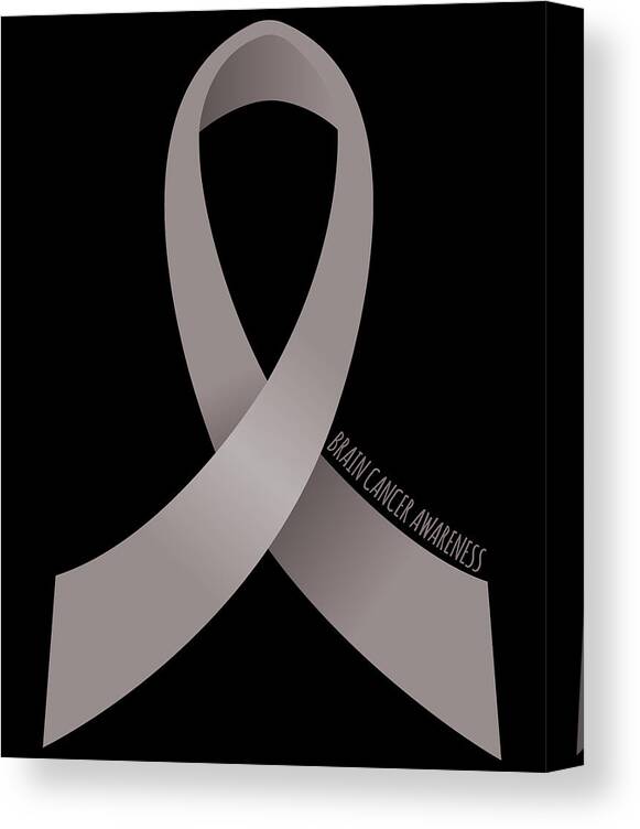 Awareness Canvas Print featuring the digital art Brain Cancer Awareness Ribbon by Flippin Sweet Gear