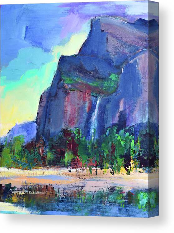 Yosemite National Park Canvas Print featuring the painting Bridalveil Falls - Yosemite National Park by Elise Palmigiani
