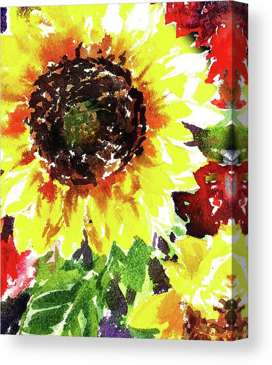 Bright Yellow Impressionistic Sunflower Watercolor Canvas Print / Canvas  Art by Irina Sztukowski - Pixels