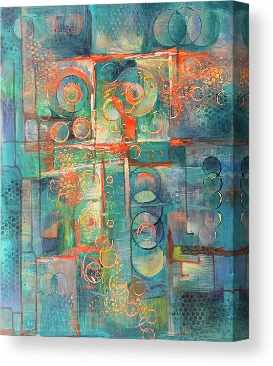 Abstract Canvas Print featuring the painting Bubbleicious by Gretchen Ten Eyck Hunt