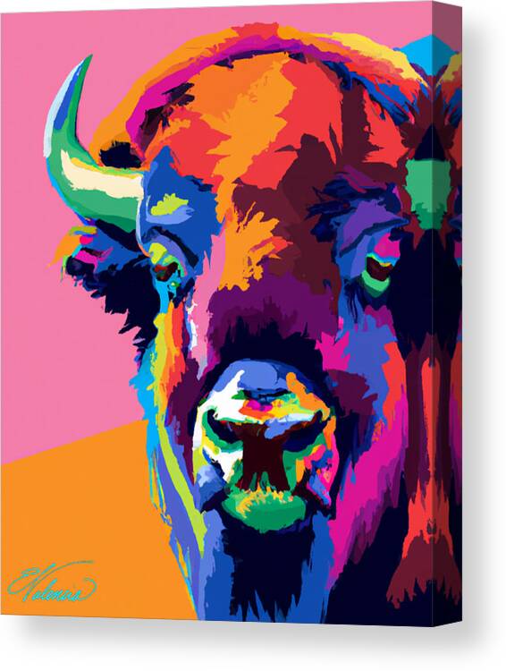  Canvas Print featuring the painting Buffalo pop. by Emanuel Alvarez Valencia