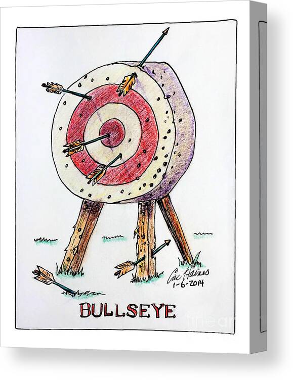 Bullseye Canvas Print featuring the drawing Bullseye by Eric Haines