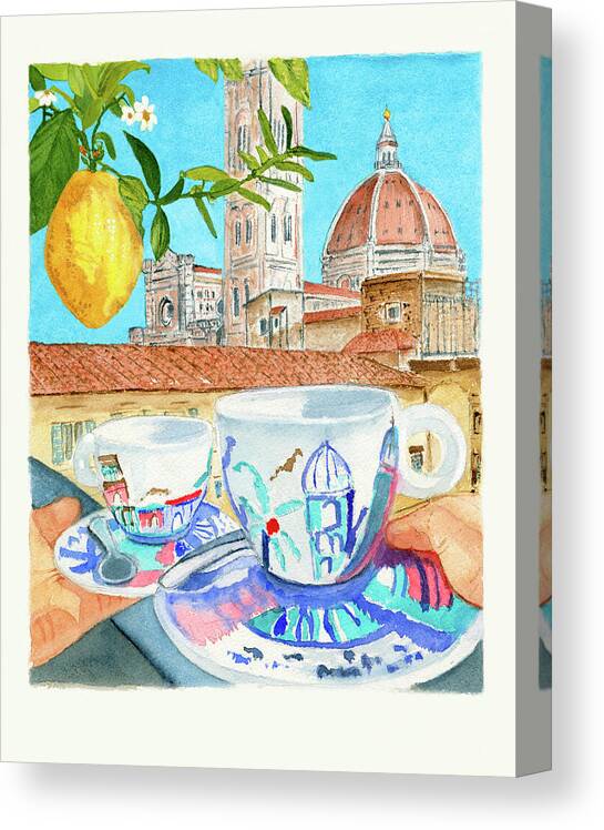 Coffee Canvas Print featuring the painting Cappuccino With A View Of The Duomo by Deborah League