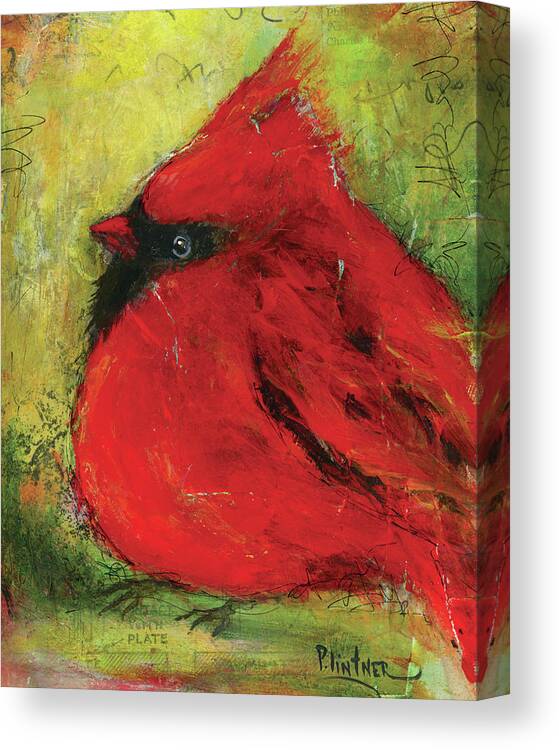 Cardinal Canvas Print featuring the painting Cardinal by Patricia Lintner
