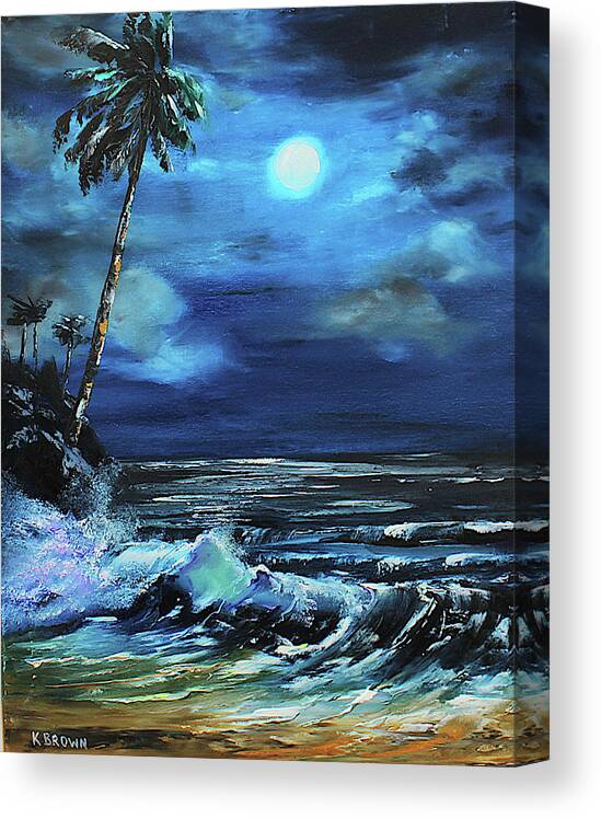 Ocean Canvas Print featuring the painting Caribbean Moon by Kevin Brown