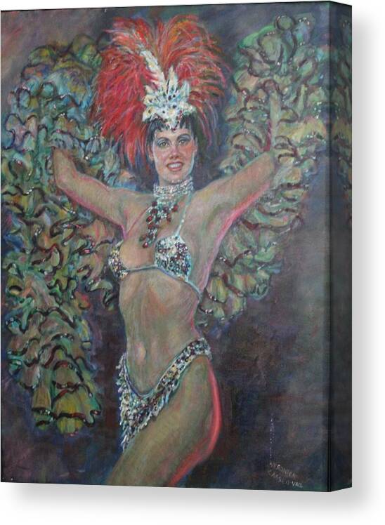 Show Girl Canvas Print featuring the painting Carnival Woman by Veronica Cassell vaz
