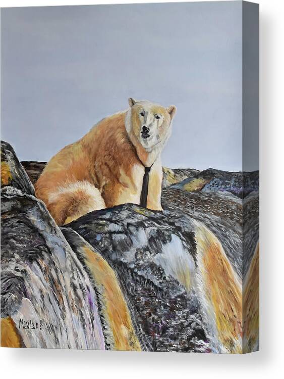 Polar Bear Canvas Print featuring the painting Celebrate Good Times by Marilyn McNish