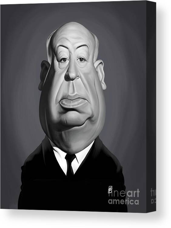 Illustration Canvas Print featuring the digital art Celebrity Sunday - Alfred hitchcock by Rob Snow