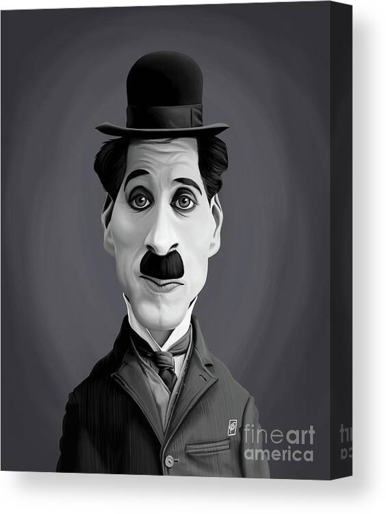 Illustration Canvas Print featuring the digital art Celebrity Sunday - Charlie Chaplin by Rob Snow