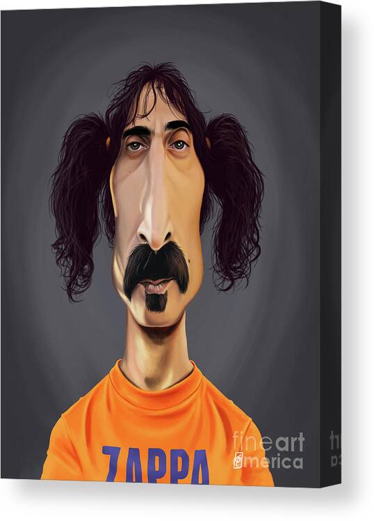 Illustration Canvas Print featuring the digital art Celebrity Sunday - Frank Zappa by Rob Snow