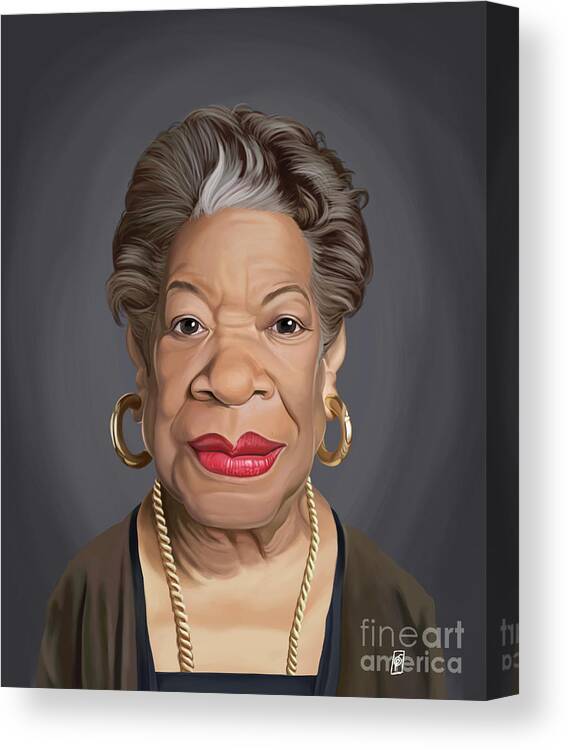 Illustration Canvas Print featuring the digital art Celebrity Sunday - Maya Angelou by Rob Snow