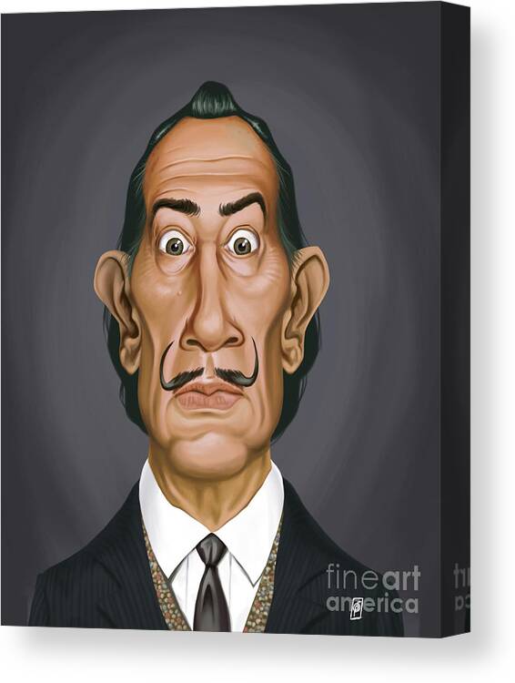 Illustration Canvas Print featuring the digital art Celebrity Sunday - Salvador Dali by Rob Snow