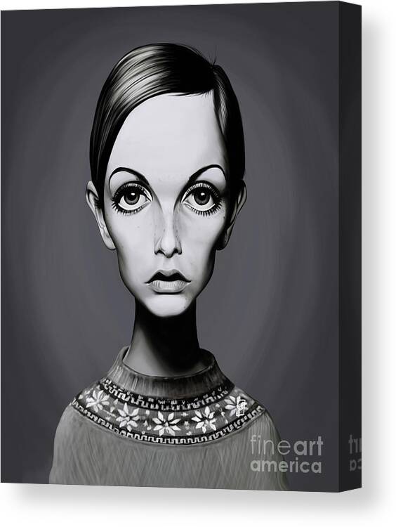 Illustration Canvas Print featuring the digital art Celebrity Sunday - Twiggy by Rob Snow