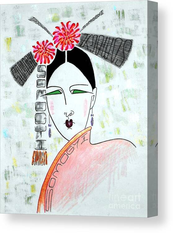 Asian Woman Canvas Print featuring the painting China Doll by Jayne Somogy