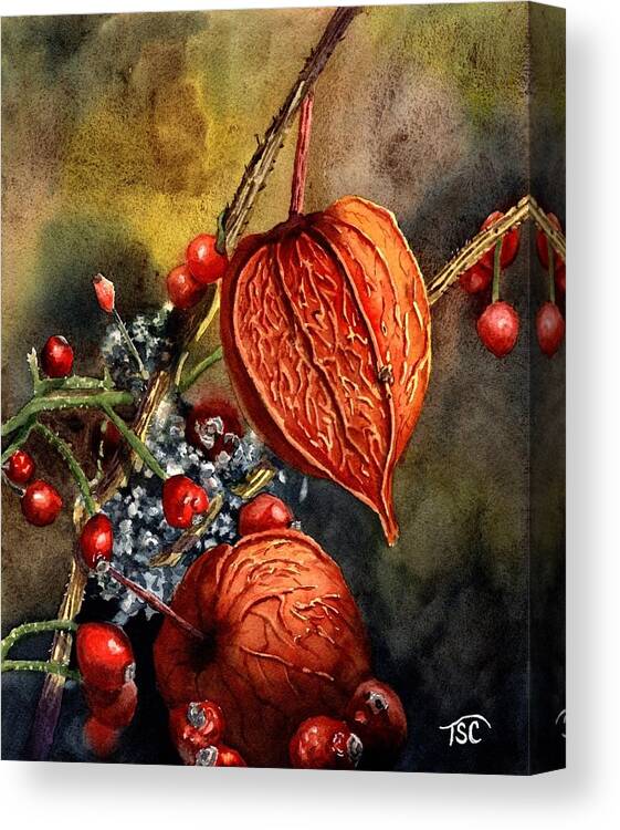 Watercolor Canvas Print featuring the painting Chinese Lanterns by Tammy Crawford