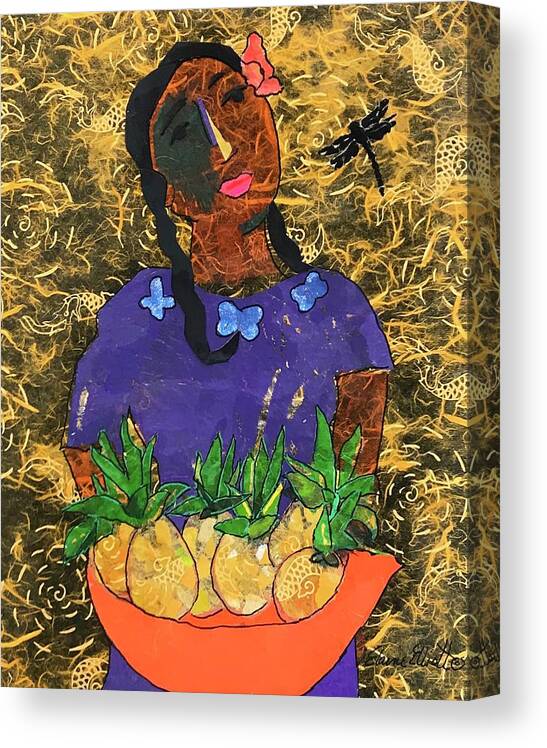 Latina Canvas Print featuring the painting Chiquita con Pina by Elaine Elliott