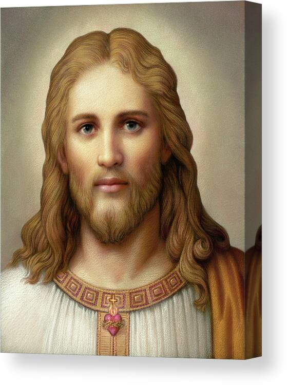 Christian Art Canvas Print featuring the painting Christ with Sacred Heart by Kurt Wenner