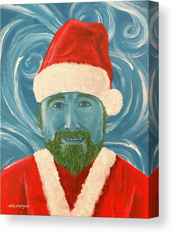  Canvas Print featuring the painting Christmas Self-Portrait 2021 by Michael Morgan