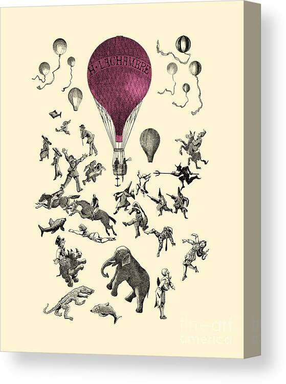 Animals Canvas Print featuring the digital art Circus Hot Air Balloon by Madame Memento