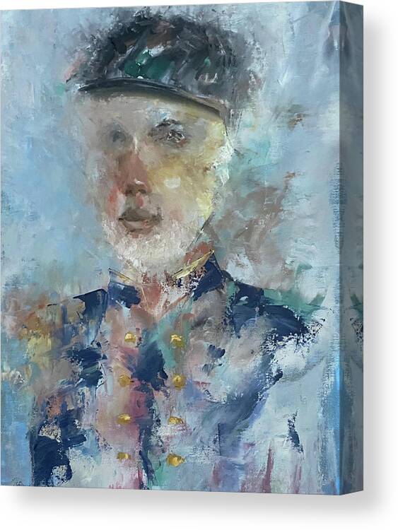 Portrait Canvas Print featuring the painting Civil War Warrior by Sharon Mick