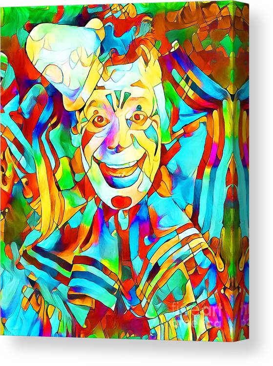 Wingsdomain Canvas Print featuring the photograph Clown in Vibrant Painterly Colors 20200517v1a by Wingsdomain Art and Photography
