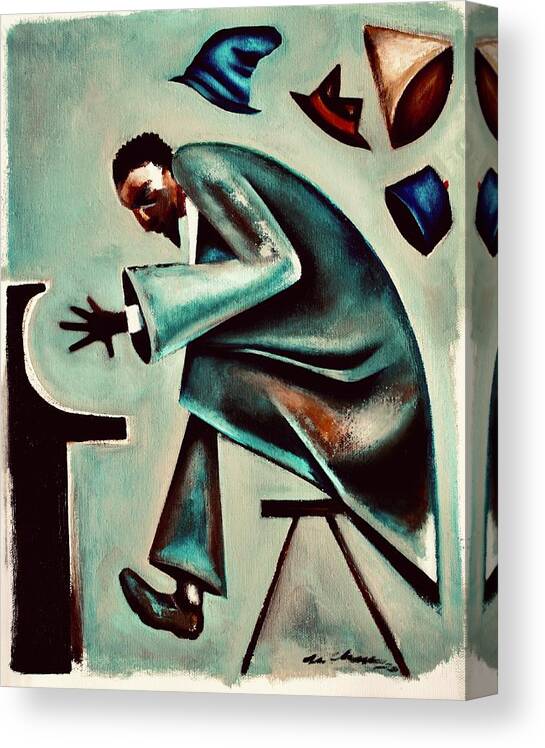 Thelonious Monk Canvas Print featuring the painting Coat and Hats / Thelonious Monk by Martel Chapman