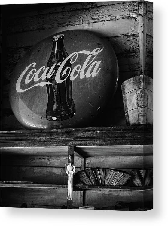 B&w Canvas Print featuring the photograph Coca-Cola by Mike Schaffner