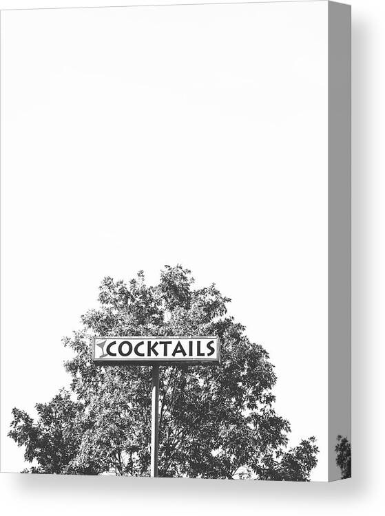 Cocktails Canvas Print featuring the photograph Cocktails Black and White- Art by Linda Woods by Linda Woods