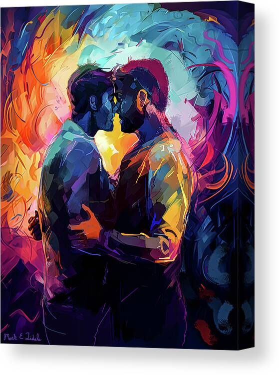 Gay Canvas Print featuring the digital art Colorful Embrace - Souls Connected by Mark Tisdale