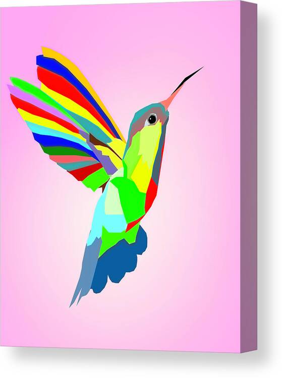 Colorful Hummingbird Design Canvas Print featuring the digital art Colorful Hummingbird Design by Dan Sproul