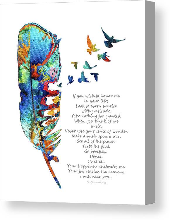 Feather Canvas Print featuring the painting Comforting Grief Sympathy Art - Do It All by Sharon Cummings