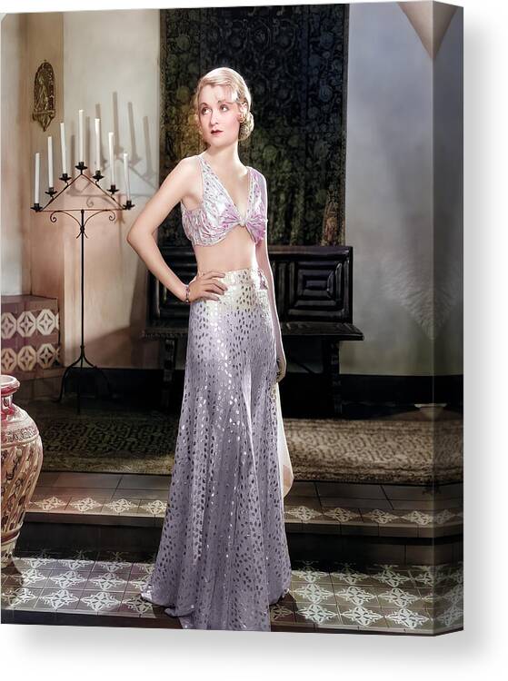 Constance Bennett Canvas Print featuring the digital art Constance Bennett in Gown by Chuck Staley