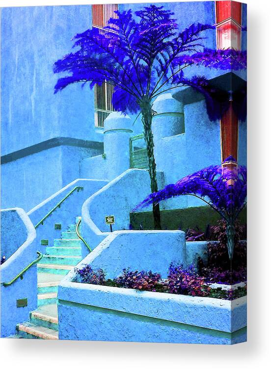 Blue Canvas Print featuring the photograph Cool Blue Stairway by Andrew Lawrence