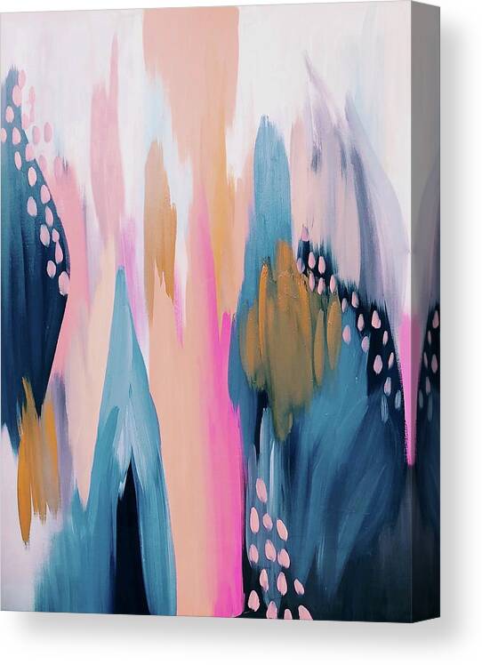 Pink Abstract Glamour Wall Art Blues Gold Cosmo Cosmopolitan Canvas Print featuring the painting Cosmopolitan by Meredith Palmer