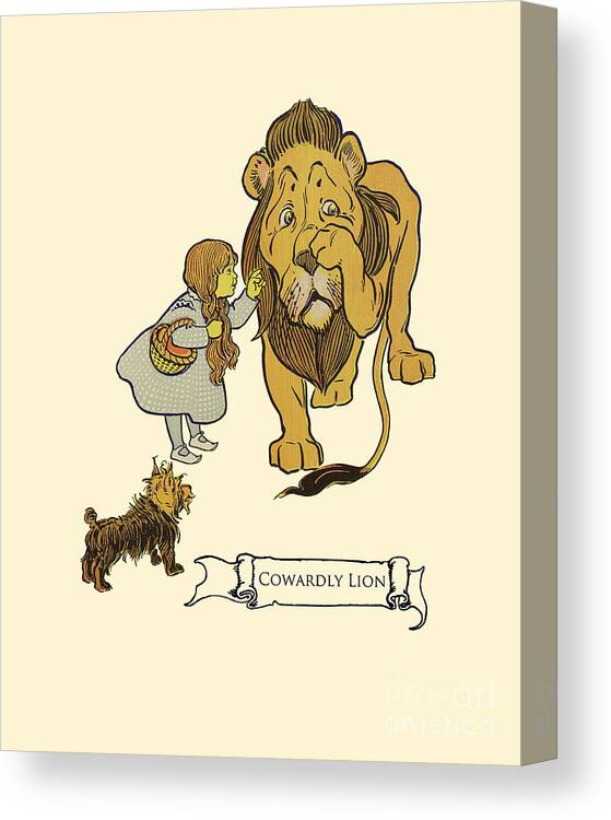 The Wizard Of Oz Canvas Print featuring the digital art Cowardly Lion Illustration by Madame Memento