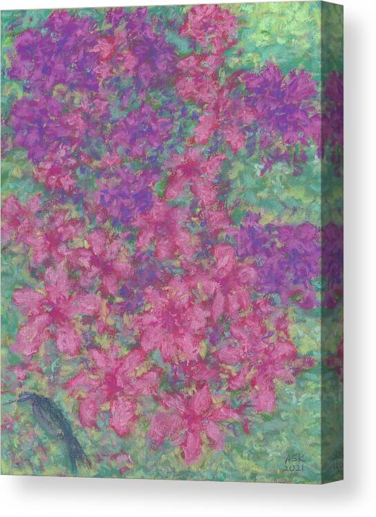 Azaleas Canvas Print featuring the pastel Crazy Azaleas by Anne Katzeff