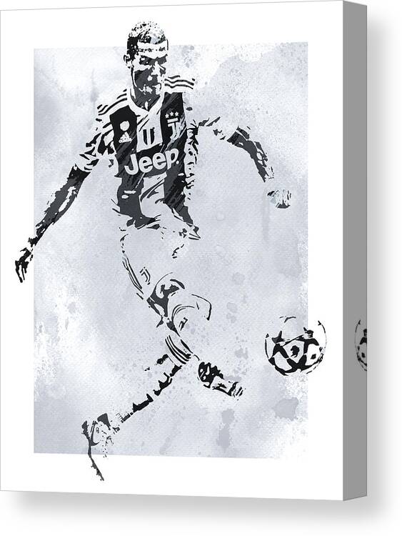 Cristiano Ronaldo Juventus Watercolor Strokes Pixel Art 2 Print / Art by Joe Hamilton - Canvas Prints