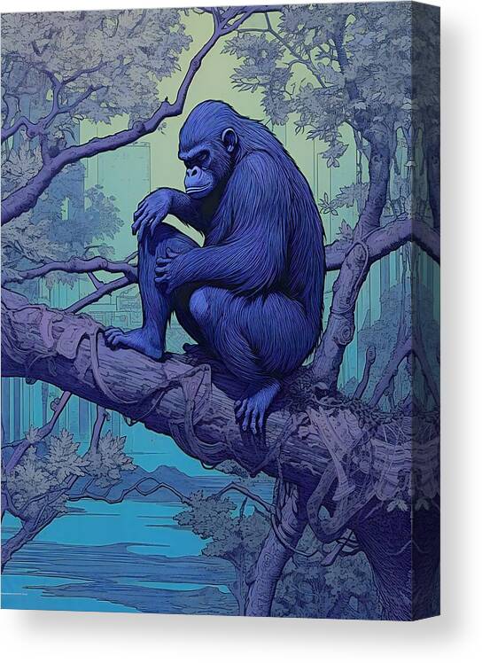 Cross River Gorilla Canvas Print featuring the digital art Cross River Gorilla by Caito Junqueira