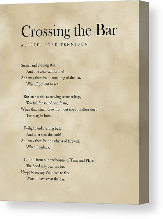 Crossing The Bar Canvas Print featuring the digital art Crossing The Bar - Alfred Lord Tennyson Poem - Literature - Typography 1 - Vintage by Studio Grafiikka