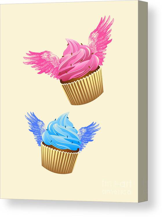 Cupcake Canvas Print featuring the digital art Cute Cupcakes by Madame Memento