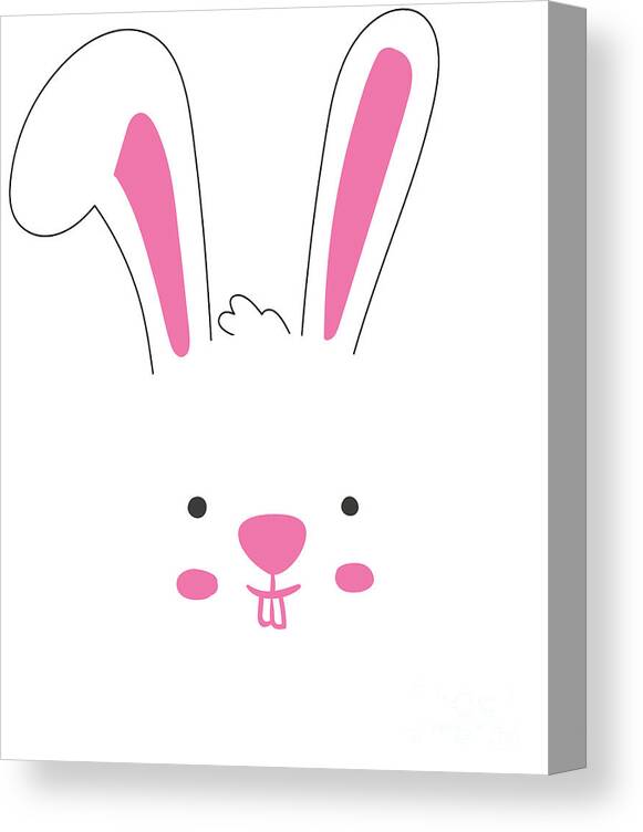 Funny Canvas Print featuring the digital art Cute Easter Bunny Face by Flippin Sweet Gear
