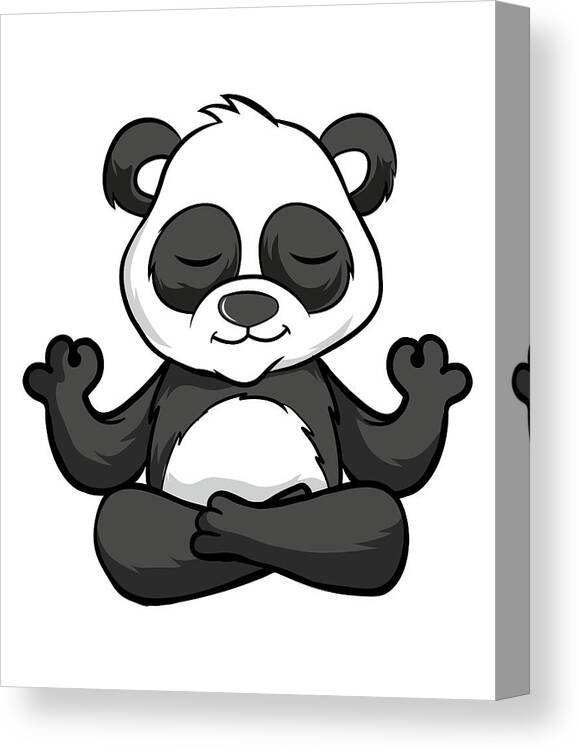 Cute panda in meditation pose crossed legs yoga Canvas Print