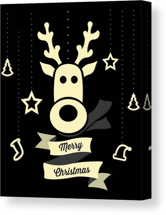 Christmas 2023 Canvas Print featuring the digital art Cute Reindeer Christmas by Flippin Sweet Gear