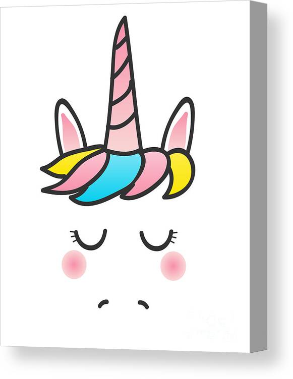 Cool Canvas Print featuring the digital art Cute Unicorn Face by Flippin Sweet Gear