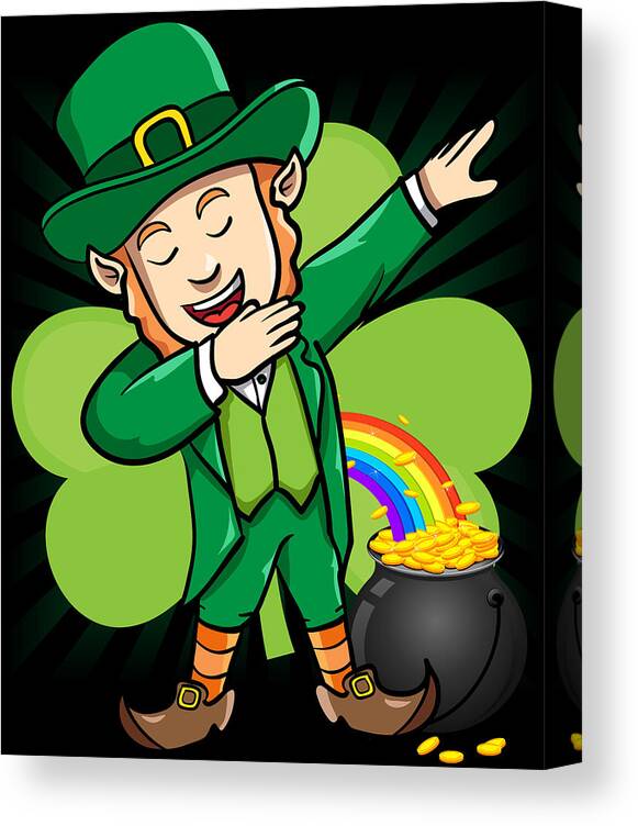 Little Canvas Print featuring the digital art Dabbing Leprechaun St Patricks Day by Flippin Sweet Gear