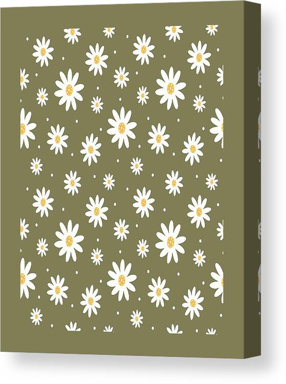 Botanical Flower Canvas Print featuring the painting Daisies Sage by Jackie Medow-Jacobson