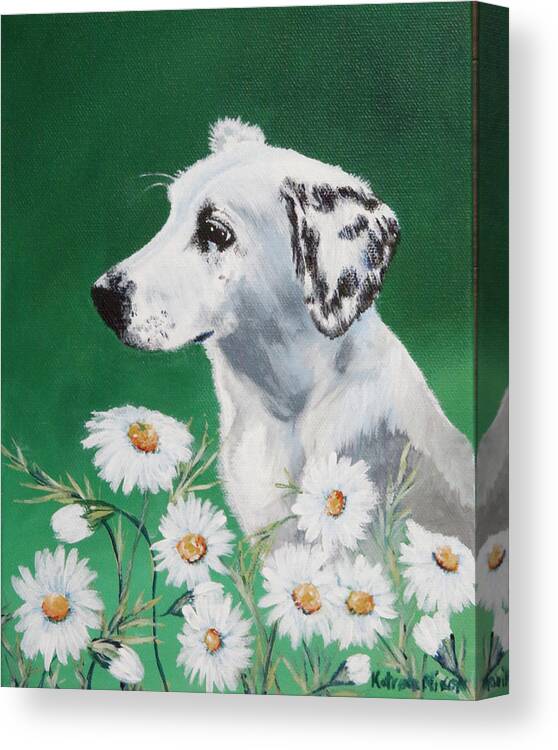 Dog Canvas Print featuring the painting Daisy Dog by Katrina Nixon