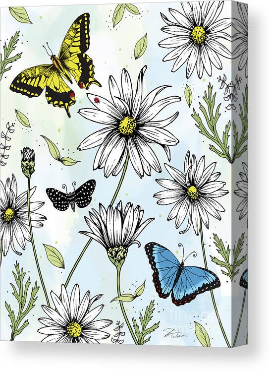 Daisy Canvas Print featuring the mixed media Daisy Garden by Shari Warren