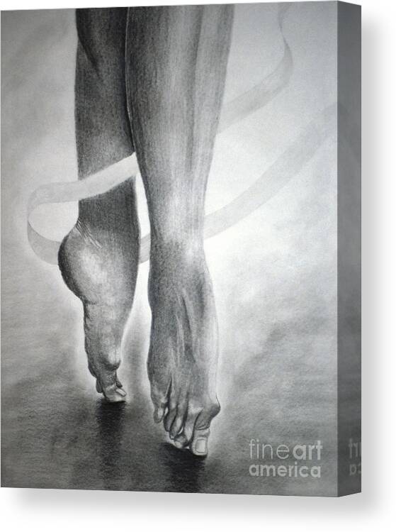 Dancer Canvas Print featuring the drawing Dancer's Feet by Pamela Henry